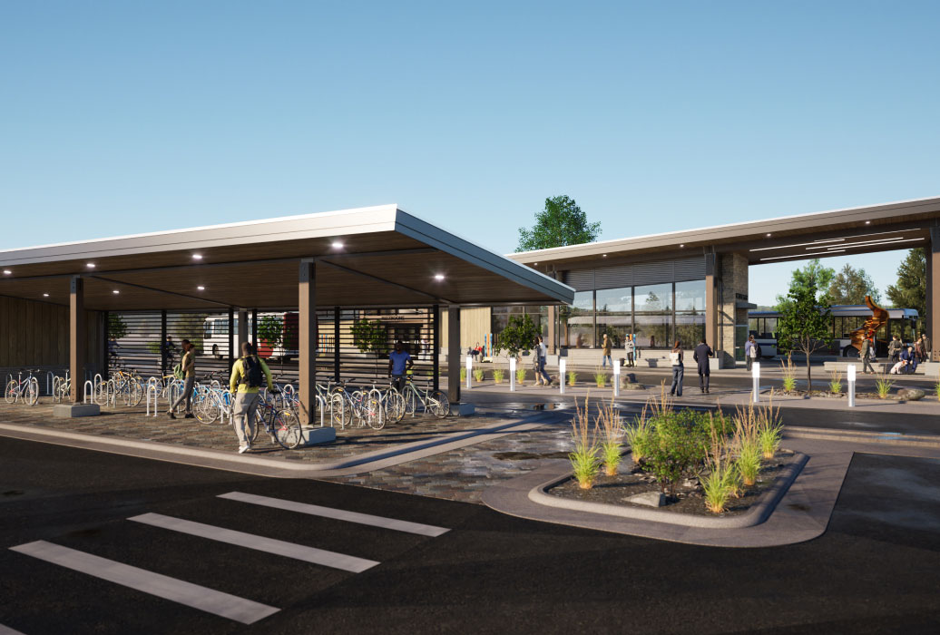 Rendering of outside of Transit Center