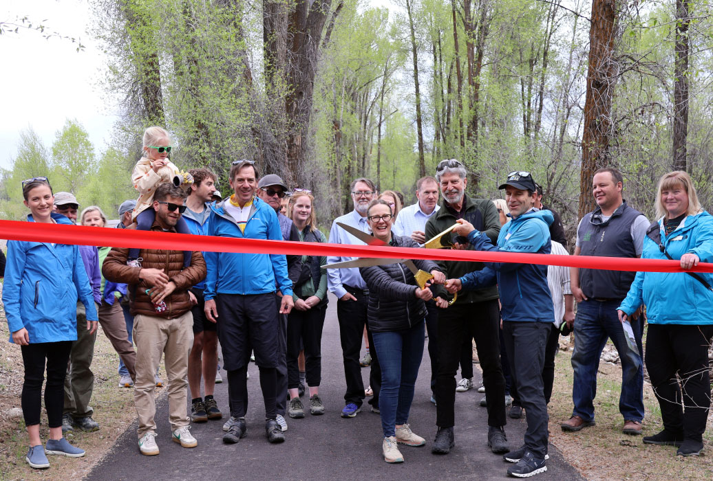 People gathered for the ribbon cutting